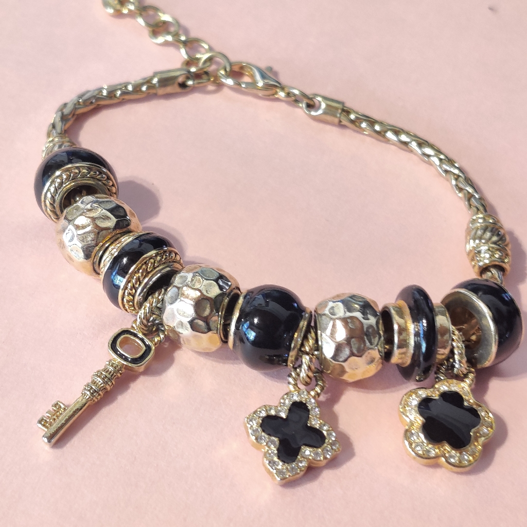 Gold And Black Enamel Bracelet